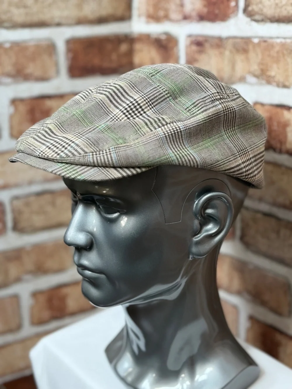 Paddy's Old Irish Whiskey Plaid Ivy Cap Flat Hat Mens Size L Glen Check Promo
